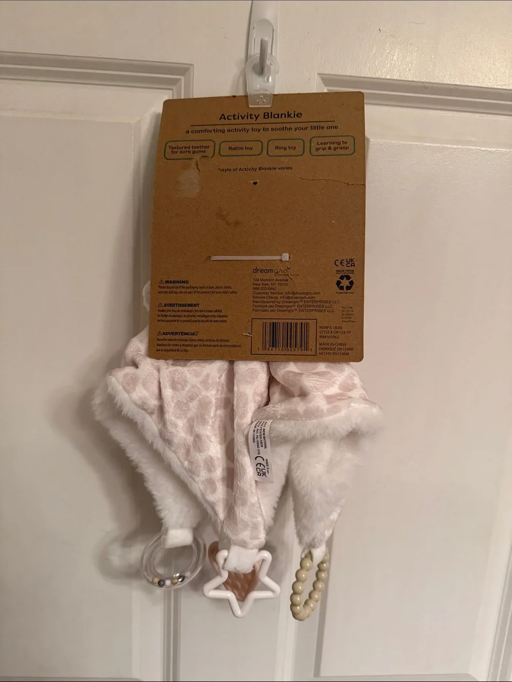 Dream Gro Giraffe Security Baby Blanket Activity Blankie Teether Plush Dreamgro
